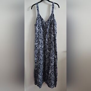 LOFT Navy and White Paisley DRESS